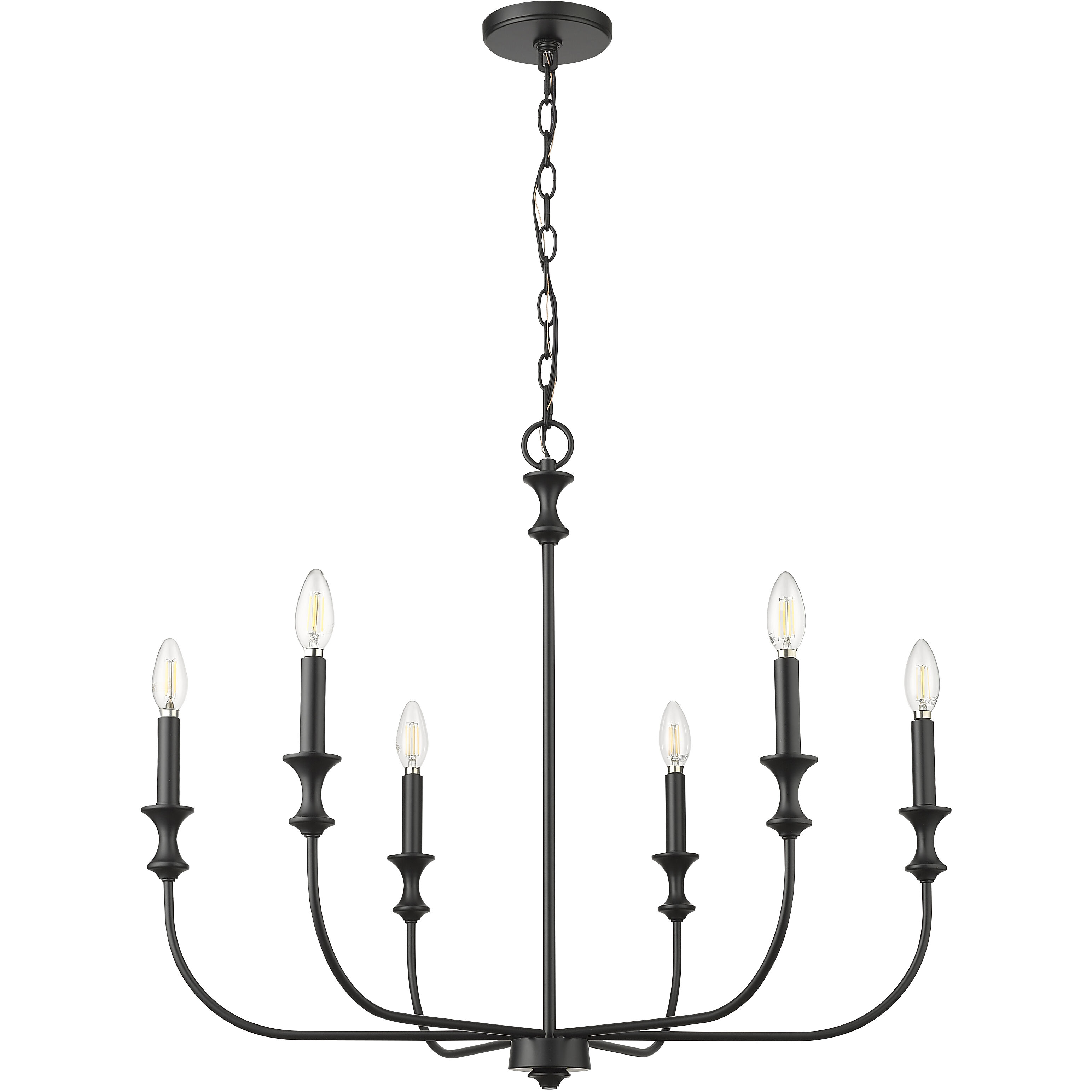 Savanne 6 Light 28.25 inch Matte Black Chandelier Ceiling Light